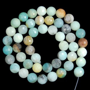 Faceted Natural Colorful Amazonite Round Beads 15.5" 4,6,8,10,12mm - Picture 1 of 5