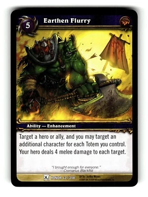 World of Warcraft TCG Fields of Honor Trading Card Earthen Flurry #62 C - Image 1 of 4
