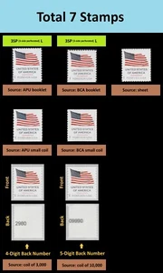 US 6016-6021 Flag F single set 7 3SP-L (APU BCA booklet coil sheet) MNH 2025 - Picture 1 of 3