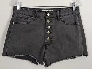 Velvet Heart Betsy black denim high rise raw hem short size 28 - Picture 1 of 9