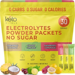 Tropical Keto Electrolyte Powder No Sugar - Keto Electrolytes Powder Packets wit - Picture 1 of 12