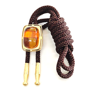 Japanese Brownish Orange Bolo Tie Necklace Jewelry Cowboy Unisex Brown Rope B18