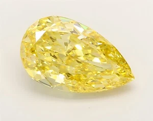 3.19ct Fancy Vivid Yellow VVS2/EX/EX Pear Lab-grown Loose Diamond IGI Certified - Picture 1 of 7