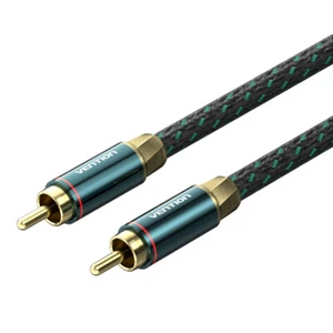 Cable RCA de audio coaxial Hi-Fi 4N plateado de algodón trenzado macho a macho - Imagen 1 de 17