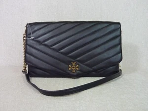 NUEVO Bolso sin asas/bolso de hombro Tory Burch Kira Chevron de cuero negro - AUTÉNTICO - Imagen 1 de 12