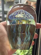 Vintage Large Signed Robert Eickholt Jellyfish Iridescent Art Glass Paperweight