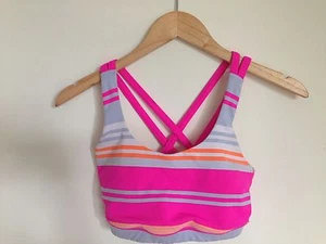 Sujetador deportivo Lululemon Energy talla 8 rayas frambuesa Glo rosa multicolor - Imagen 1 de 4