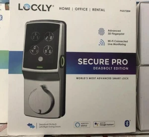 Lockly Deadbolt Smart Door Lock Bluetooth Fingerprint WiFi PGD728WSN Fact Seal - Picture 1 of 11