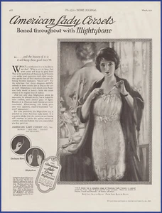 Vintage 1921 AMERICAN LADY CORSETS Mightybone Lingerie Fashion 1920's Print Ad - Picture 1 of 1