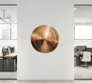 Bronze BITCOIN Cryptocurrency Logo Wall Decal Removable Vinyl Wall Sticker - Picture 1 of 6