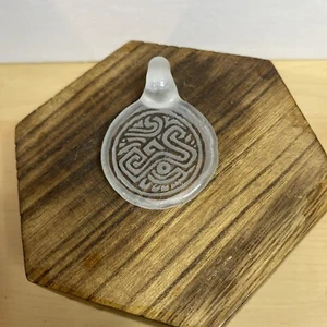 Blown Borosilicate Glass / Sandblasted Geometric Pattern Pendant Handcrafted - Picture 1 of 5