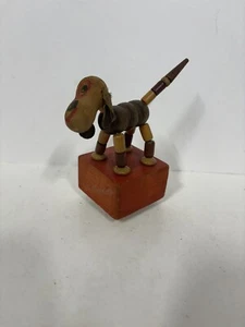 Kohner Wooden Dog Push Up Puppet Toy 5" Barking Thumb Vintage - Picture 1 of 6