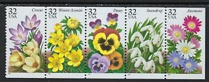 USA - MNH Strip of 5  Stamps -  32c Flowers............#3025- 3029