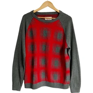 Mossimo Supply Co Mens Pullover Sweater SIZE Large Gray Red Long Sleeve Cotton - Picture 1 of 6