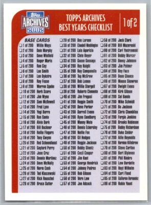 2002 TOPPS ARCHIVES BASEBALL  – FINISH YOUR SET / PICK YOUR PLAYERS - Image 1 of 4