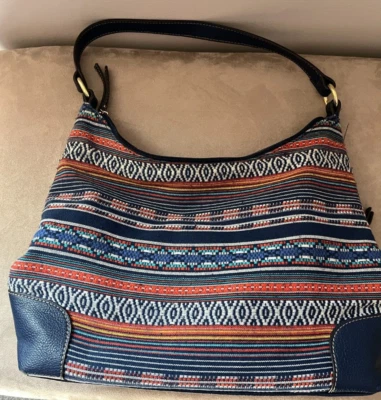 Liz Claiborne blue boho striped shoulder bag purse - Image 1 of 4