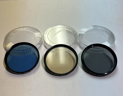 Lot of 3 Vintage Camera Lens Filters 55mm - Optex 81B & 80B + Vivitar Polarizing - Image 1 of 3
