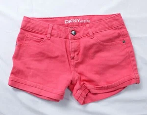 DKNY Hipster Girls Solid Low Rise Pocket Denim Mini Shorts EJ1 Pink 12 - Picture 1 of 3