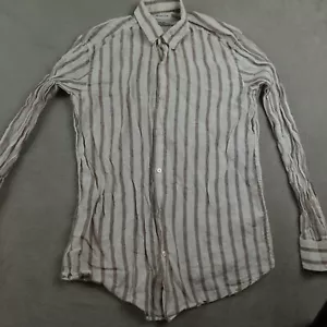 Massimo Dutti Button Up Shirt Mens M Beige Resort Smart Tailored Summer Relaxed - Picture 1 of 19