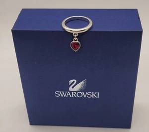 Swarovski Crystal Red Dangle Heart Ring Size 52- US Size 6  EUC - Picture 1 of 5