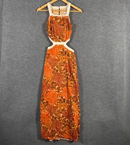 Lulu And Rose Dress Womens XXS 2XS Orange A Line Flowers Cut Out Cocktail Party - Picture 1 of 15