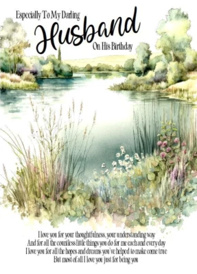 PICKTURE-THIS NEW DESIGN Especially For My Darling Husband A5 Card Birthday for Him Husband