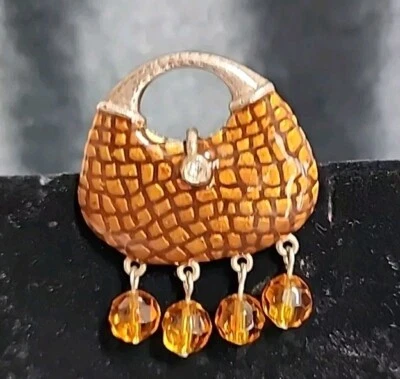 Broche prendedor diseño bolso esmalte y metal Foto 1 de 4