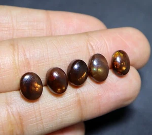 5.Piece Natural Mexican Fire Agate Cabochon Loose Oval Gemstone Smooth Cabochon - Picture 1 of 5