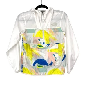 The North Face Fanorak Jacket 1/2 Zip Girls Sz M White Multi Hooded Waterproof - Picture 1 of 7