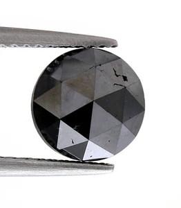ROUND CUT DIAMOND 2.42ctw BLACK COLOR ROSECUT FANCY NATURAL diamond FOR JEWELRY - Picture 1 of 14