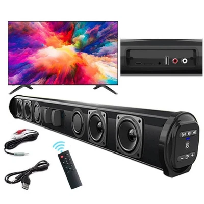 Barra de sonido envolvente sistema de 4 altavoces subwoofer inalámbrico TV cine en casa con control remoto Foto 1 de 4