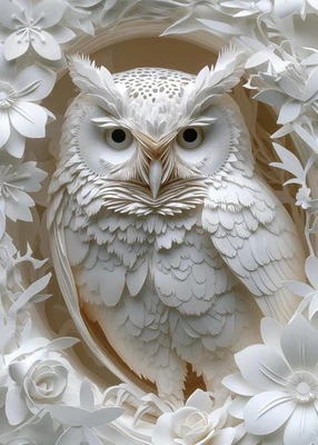 3D Owl Puzzles Paper Cut Art Puzzle 1000 Pieces for Adults, White Bird...  - Image 1 of 4