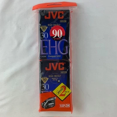 JVC VHS-C TC-30 EHG - 90 分钟紧凑型 VHS 高能磁带 全新 2 包 — 第 1/4 张图片