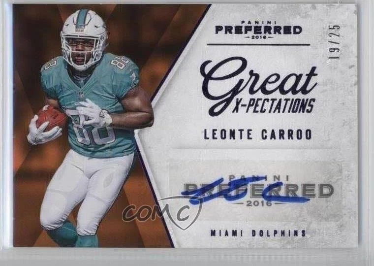 2016 Panini Preferred Great X-Pectations Purple /25 Leonte Carroo Rookie Auto RC - Image 1 of 2