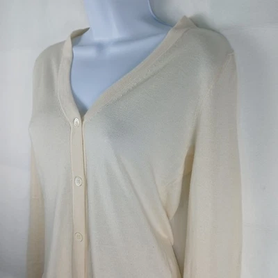Cárdigan Neiman Marcus Cashmere Seda S Beige Silencioso Lujo Minimalista Dinero Antiguo Foto 1 de 4