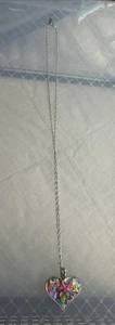 925 silver heart pendant and chain enamel heart painted - Picture 1 of 9