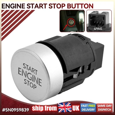 Engine Start Stop Button Switch 5N0959839 For VW Golf Tiguan Sharan 2011-21 Seat - Image 1 of 4