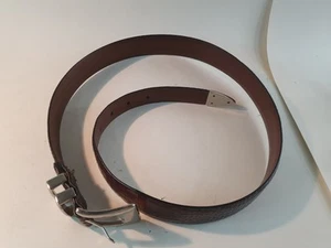 Paul Fredrick Croc Embossed Calfskin Brown Leather Belt 4561 Size 38 - Picture 1 of 9