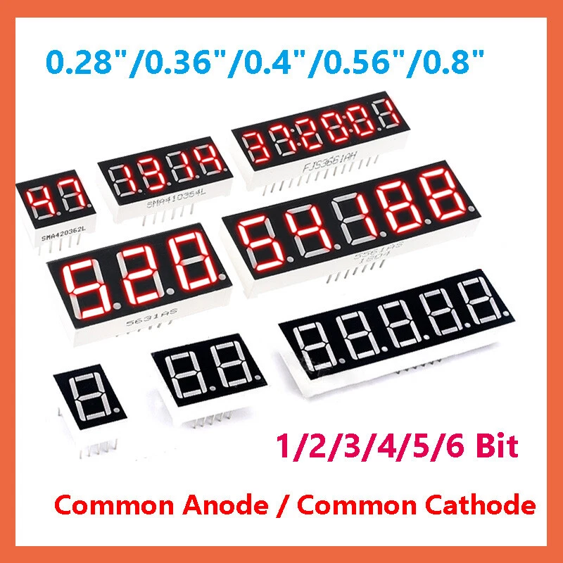 8 Segment LED Displays Common Anode / Cathode Different bits sizes Digital Tube - Image 1 of 4