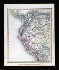 1838 Gilbert Antique Map South America Colombia Peru Ecuador Amazon Lima Bogota - Picture 1 of 4