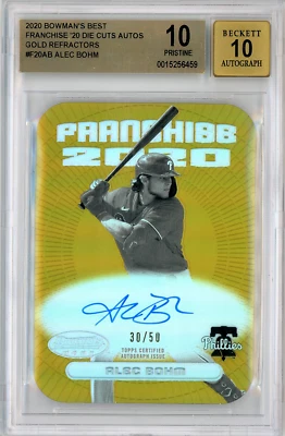 2020 Bowman's Best Franchise '20 Die Cuts Auto Gold Refract /50 Alec Bohm BGS 10 - Image 1 of 2