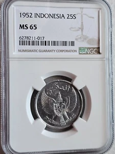 Indonesia 25 Sen 1952 NGC MS 65 - Picture 1 of 2