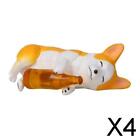 2xHolding Winebottle Mini Corgi Huskie Dog Figurine Decor Yellow Bottle Corgi