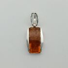Natural Square Cognac  Brown Baltic Amber Pendant   925 Sterling Silver 104