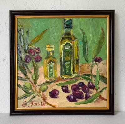 Olive oil painting Original art Mediterranean decor Framed Hand painted Gift - image 1 of 4