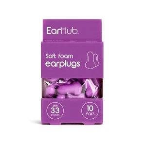 Tapones para los oídos de espuma suave púrpura EarHub, utilizados para dormir, viajar, trabajar y estudiar. SNR 33dB - Imagen 1 de 9