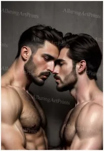 Impresión fotográfica modelo masculino musculoso guapo peludo sin camisa cariñoso-C546 - Imagen 1 de 1