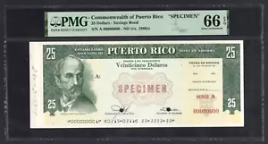 Bono de Ahorro Puerto Rico 25 Dólares ND (1960) "Especimen" Sin Circular Grado 66 - Imagen 1 de 2