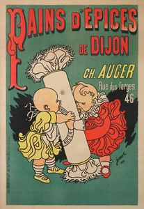 PANES DE ESPECIAS JOSSOT DE DIJON CH. AUGER - 46 rue des FORGES PÓSTER VINTAGE 1894 - Imagen 1 de 1