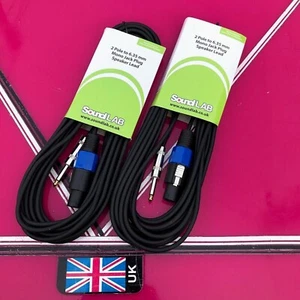 Speaker leads speakon to 1/4" 6.35mm jack 10x meters (pair as photo) 10x meters - Picture 1 of 3